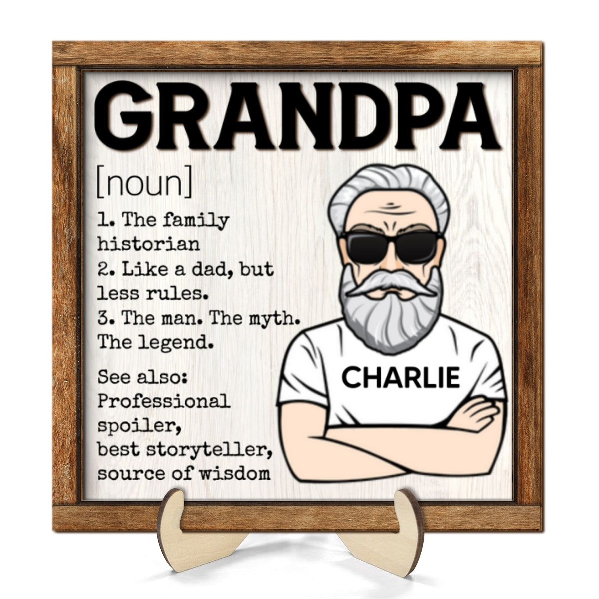 Grandpa Definition Personalized 2-Layer Wooden Plaque
