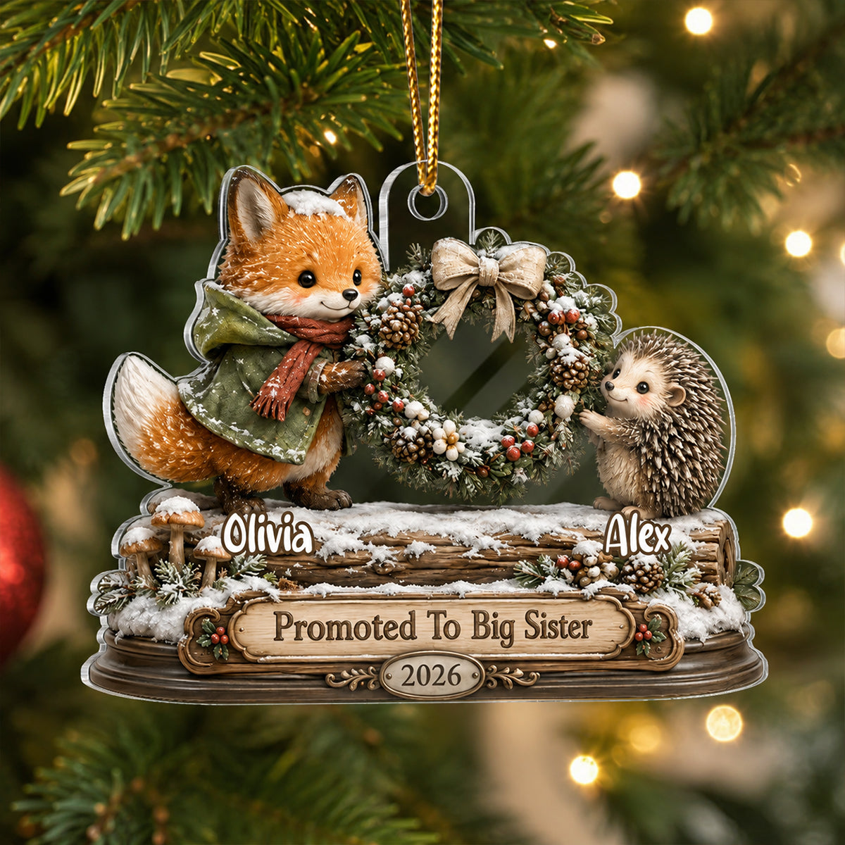 Promoted To Big Brother Sister Christmas - Personalized Acrylic Ornament - Christmas Keepsake