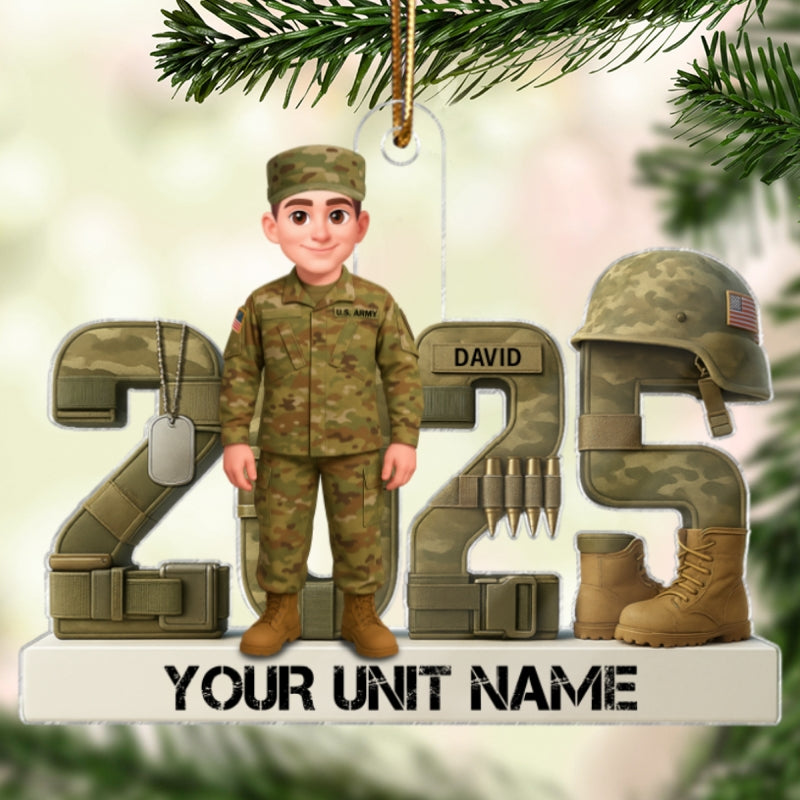 3D Effect Christmas Army Soldier - Personalized Acrylic Ornament