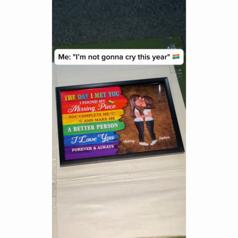 Half LGBT Flag Couple The Day I Met You Pride Month Personalized Poster, Gift For Couple