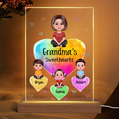Pretty Doll Grandma Sweethearts Pattern Personalized Rectangle Acrylic LED Night Light