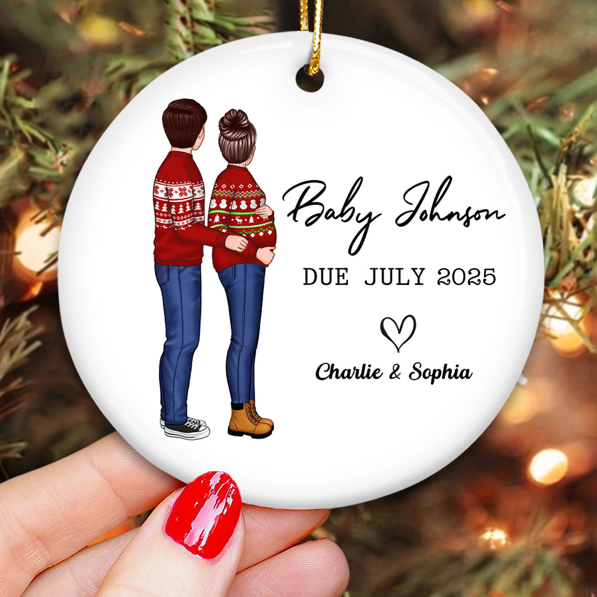 New Baby Arrival Keepsake, Expecting New Baby Ornament, Personalized Baby Due Year Ornament, Pregnancy Announcement Ornament