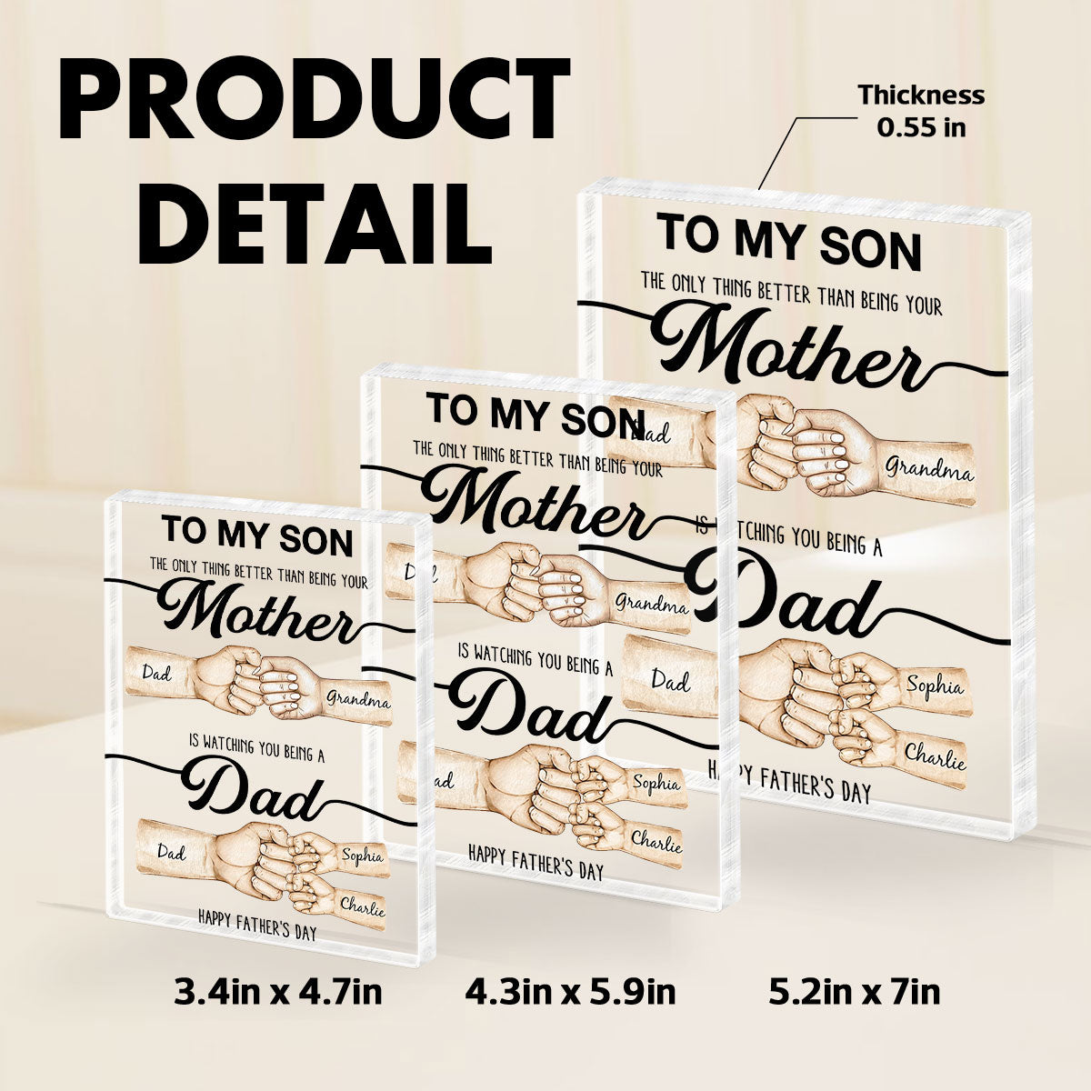 The Only Thing Better Than Being Your Mother Fist Bump Personalized Acrylic Block, Father's Day gift for Son from Mom
