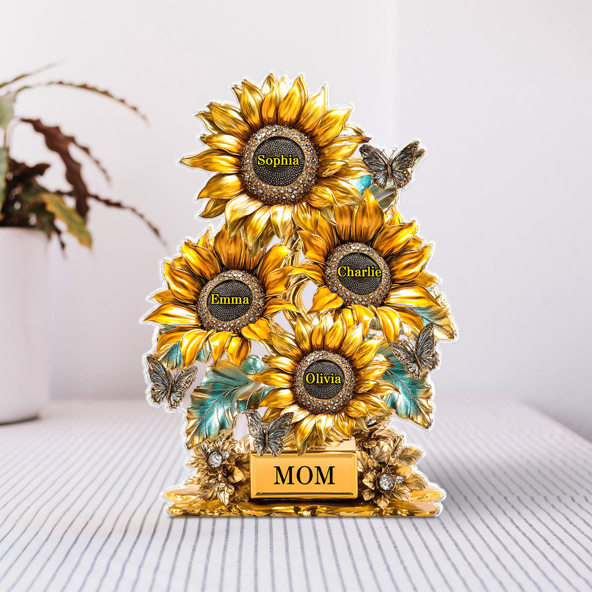 Sunflower Garden Personalized Custom Shaped Acrylic Block, Gift For Mom, Grandma