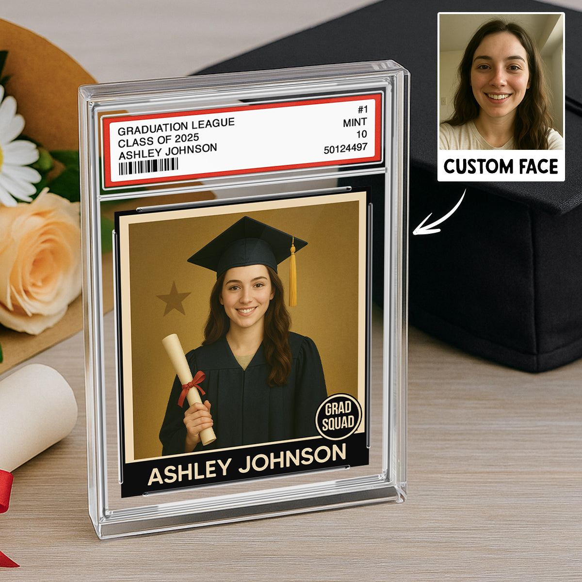 Graduation Gift Graduate Trading Card Style Personalized Acrylic Block Plaque, Unique Keepsake, Graduation Gift