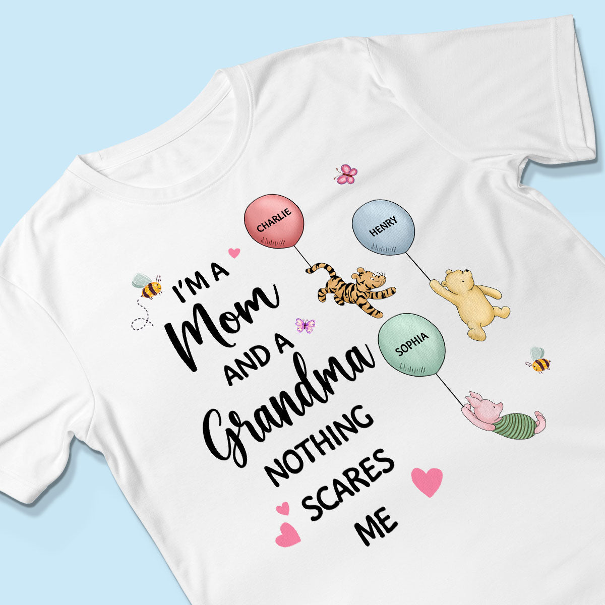 Nothing Scares Me I‘m A Mom And A Grandma Cute Characters Personalized Shirt