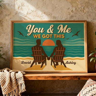 Eternal Love Couple Beach Landscape Retro Vintage Style - Personalized Poster