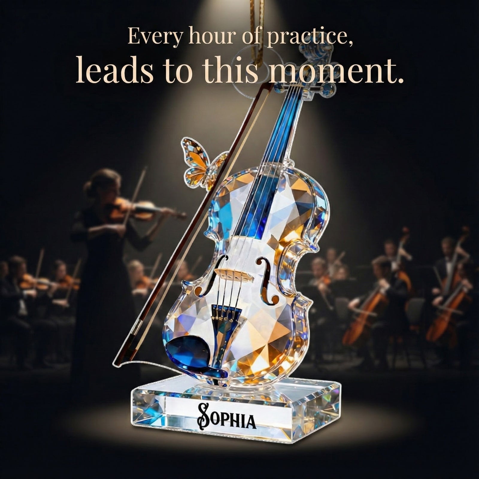 Violin Music Crystal Effect - Personalized Acrylic Ornament - Unique Christmas Gift For Violinist