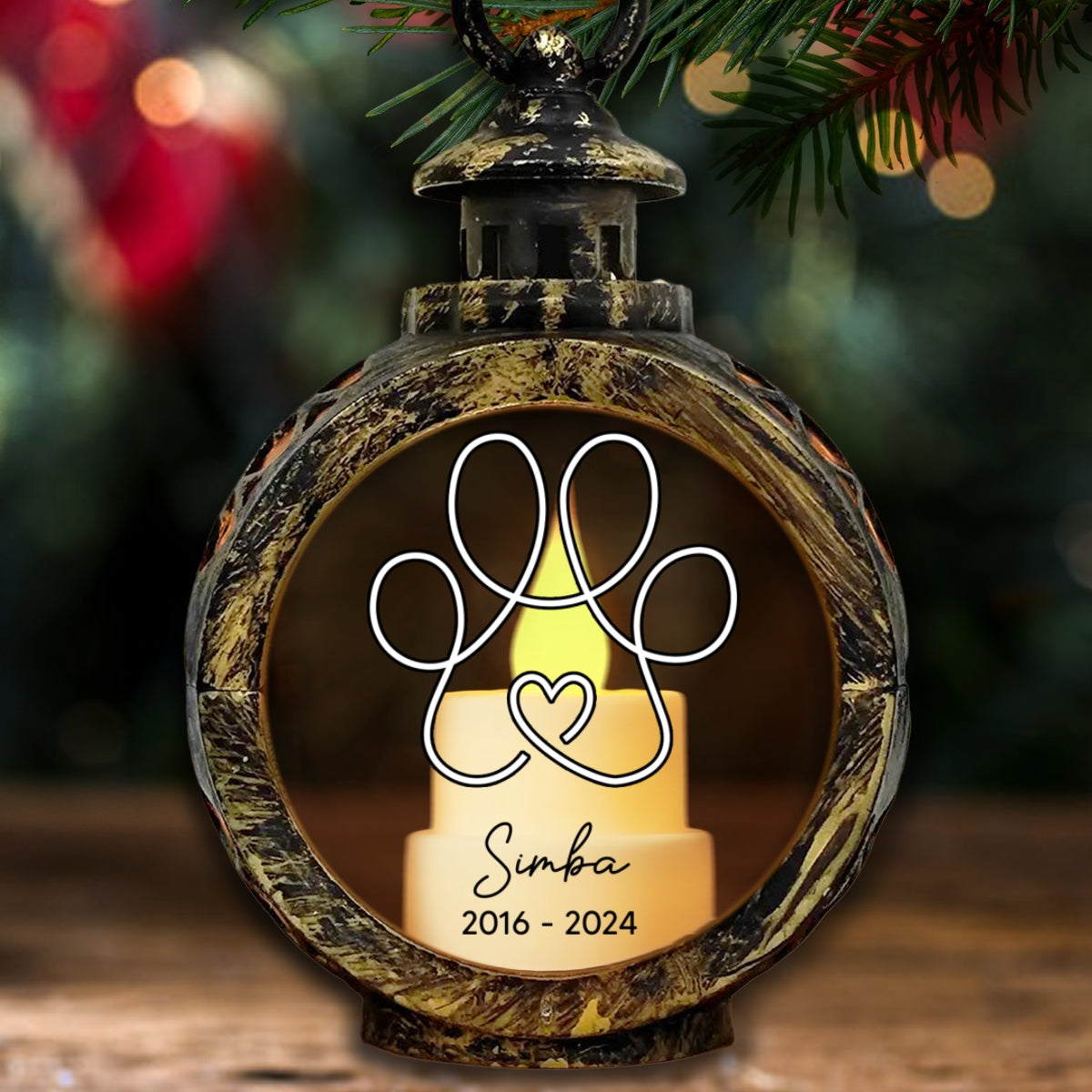 Dog Pet Memorial Keepsake Always In Your Heart Personalized Lantern Ornament