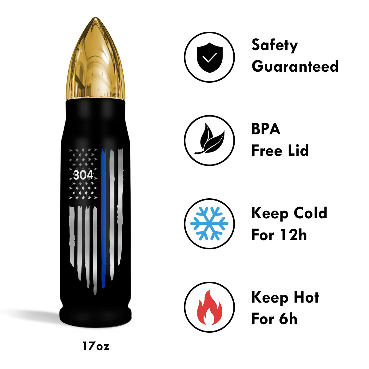Police Thin Blue Line Personalized Bullet Tumbler, Appreciation Gift, Christmas Gift For Police Department, Police Officers