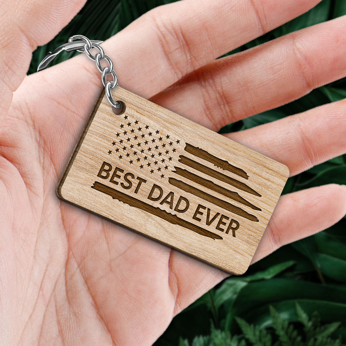 Best Dad Papa Grandpa Ever Fist Bump Outline Nation Flag Father‘s Day Gift For Husband Father Figures Personalized Wooden Keychain