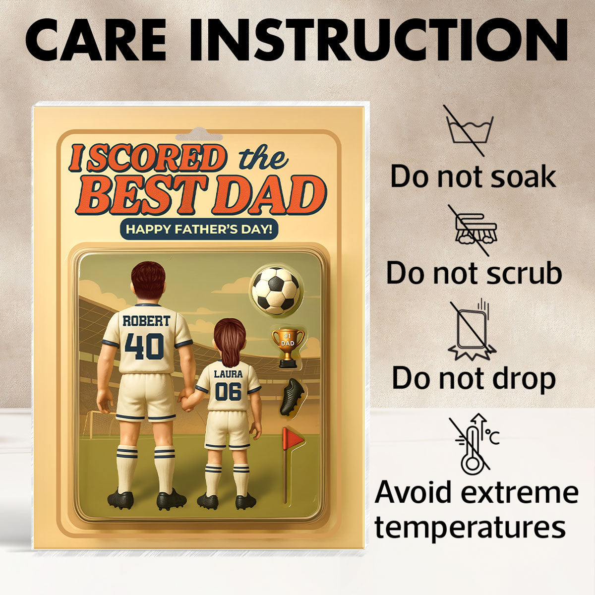 I Scored The Best Dad Soccer Custom Figure Personalized Acrylic Block Plaque, Father's Day Gift for Dad, Gift for Husband