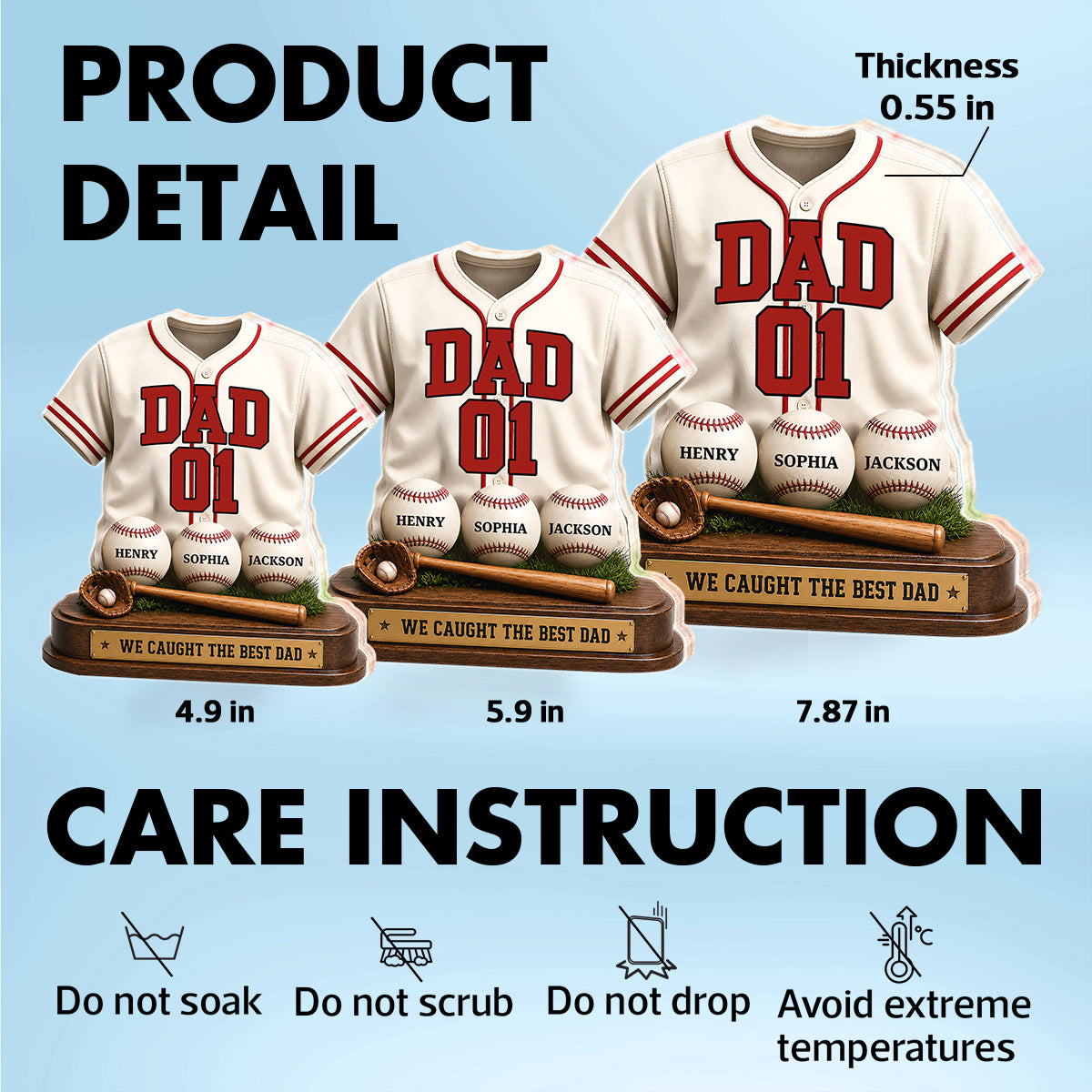 Baseball Dad Legend We Caught The Best Dad - Personalized Acrylic Block Plaque - Father's Day Gift For Dad, Husband