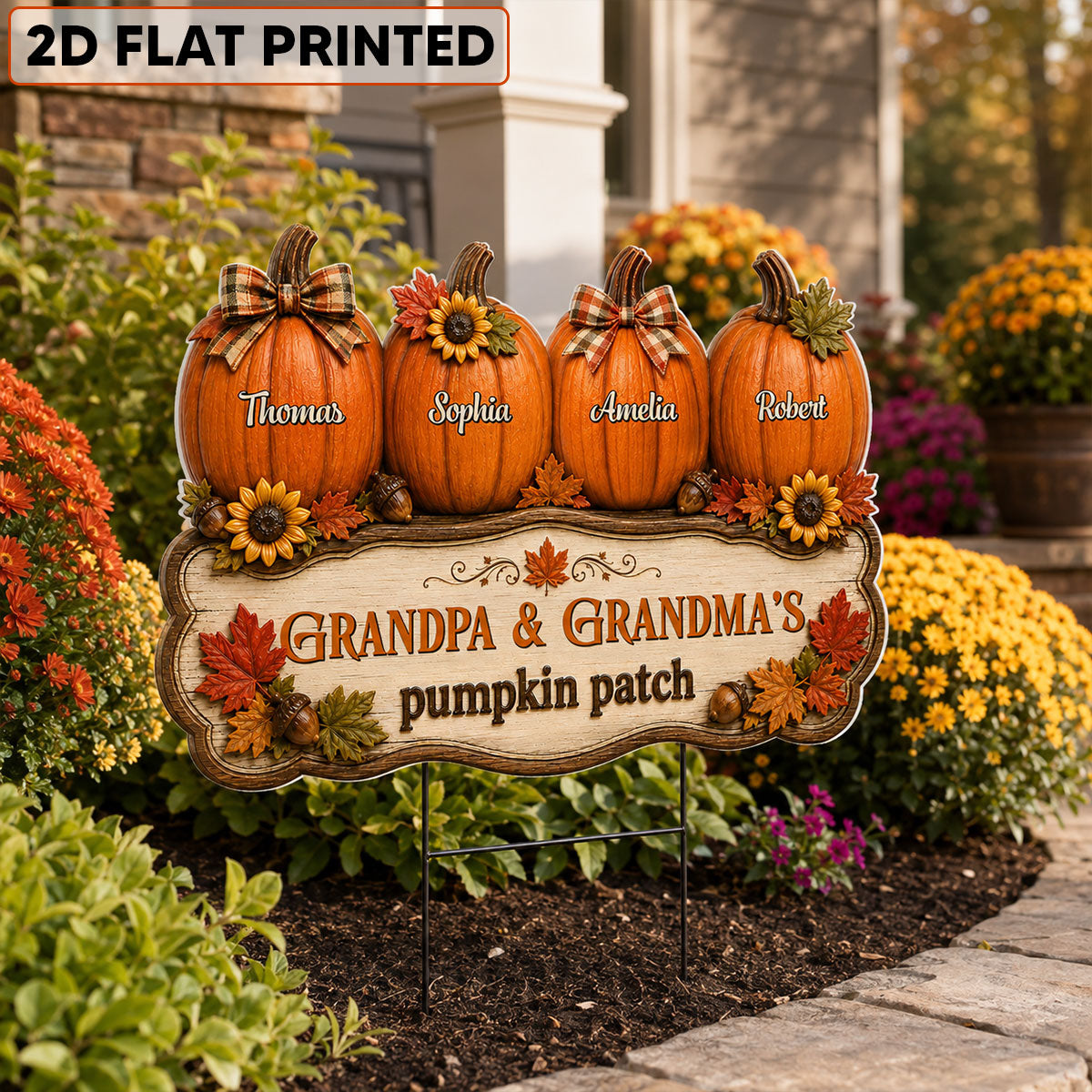 Cozy Fall Vibe Grandpa Grandma's Pumpkin Patch - Personalized Yard Sign - Fall Decor For Grandparents