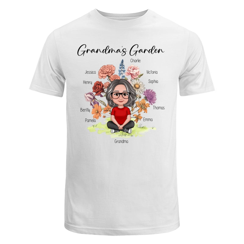 Grandma‘s Garden Crossed Legs Woman Grandkids Vintage Birth Flower Personalized Shirt
