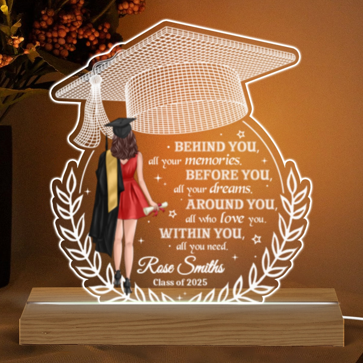 Behind You All Your Memories Graduation Gift - Personalized Acrylic LED Night Light
