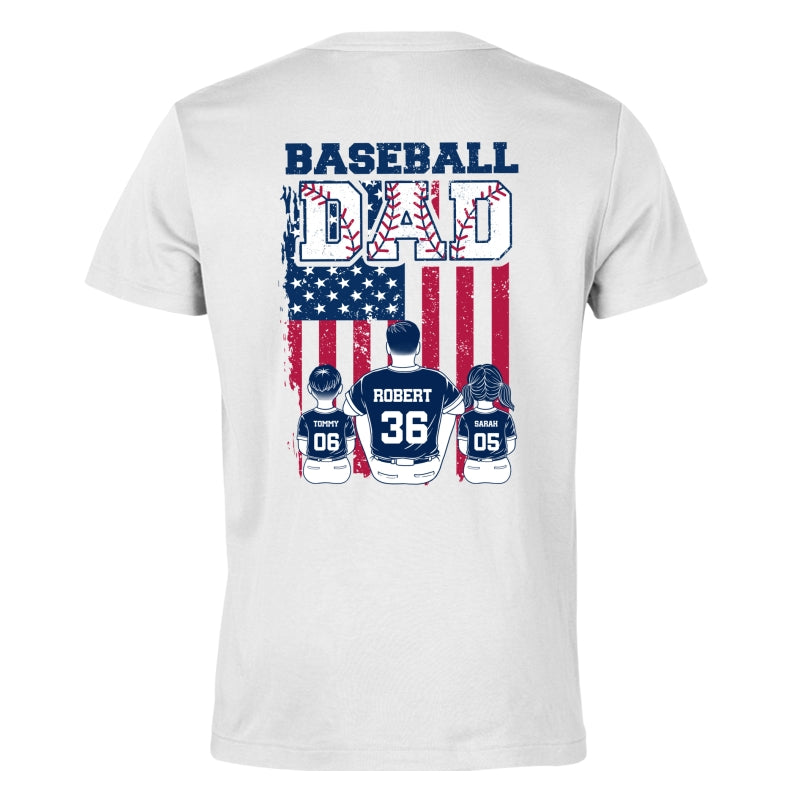 Retro Baseball Dad And Kids Nation Flag Personalized Shirt