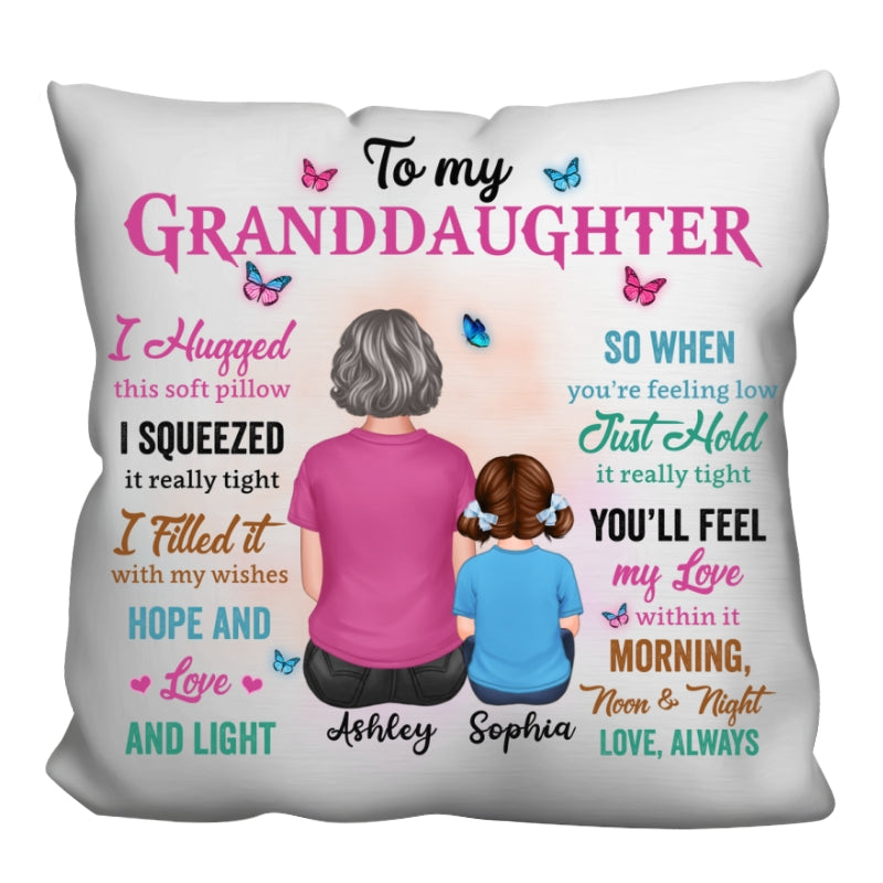 Back View Colorful To My Granddaughter Grandson Gift Personalized Pillow