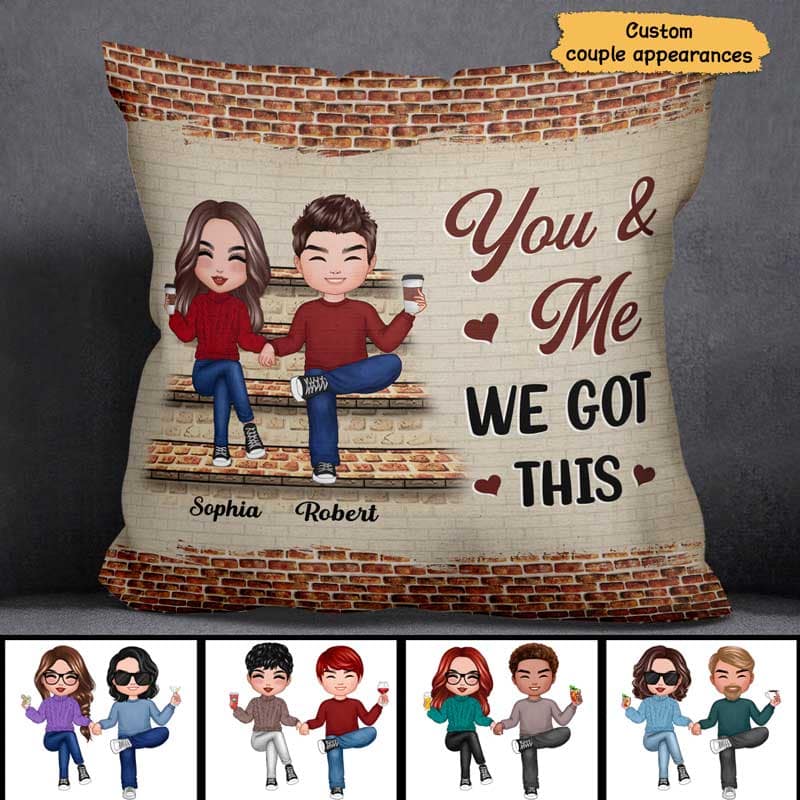 Couple Sitting On Stairs Personalized Pillow