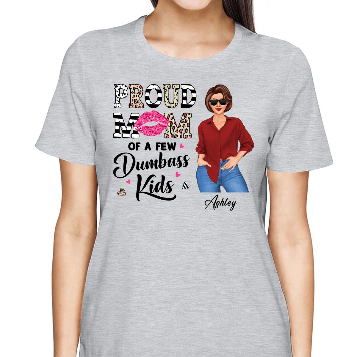 Proud Mother Of A Few Kids Leopard Lips Stripe Funny Gift For Mom Personalized Shirt