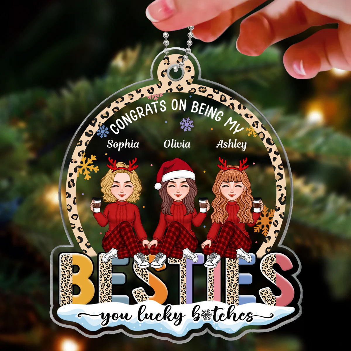 Congrats On Being My Bestie Funny Christmas Gift For Best Friends, Personalized Acrylic Ornament