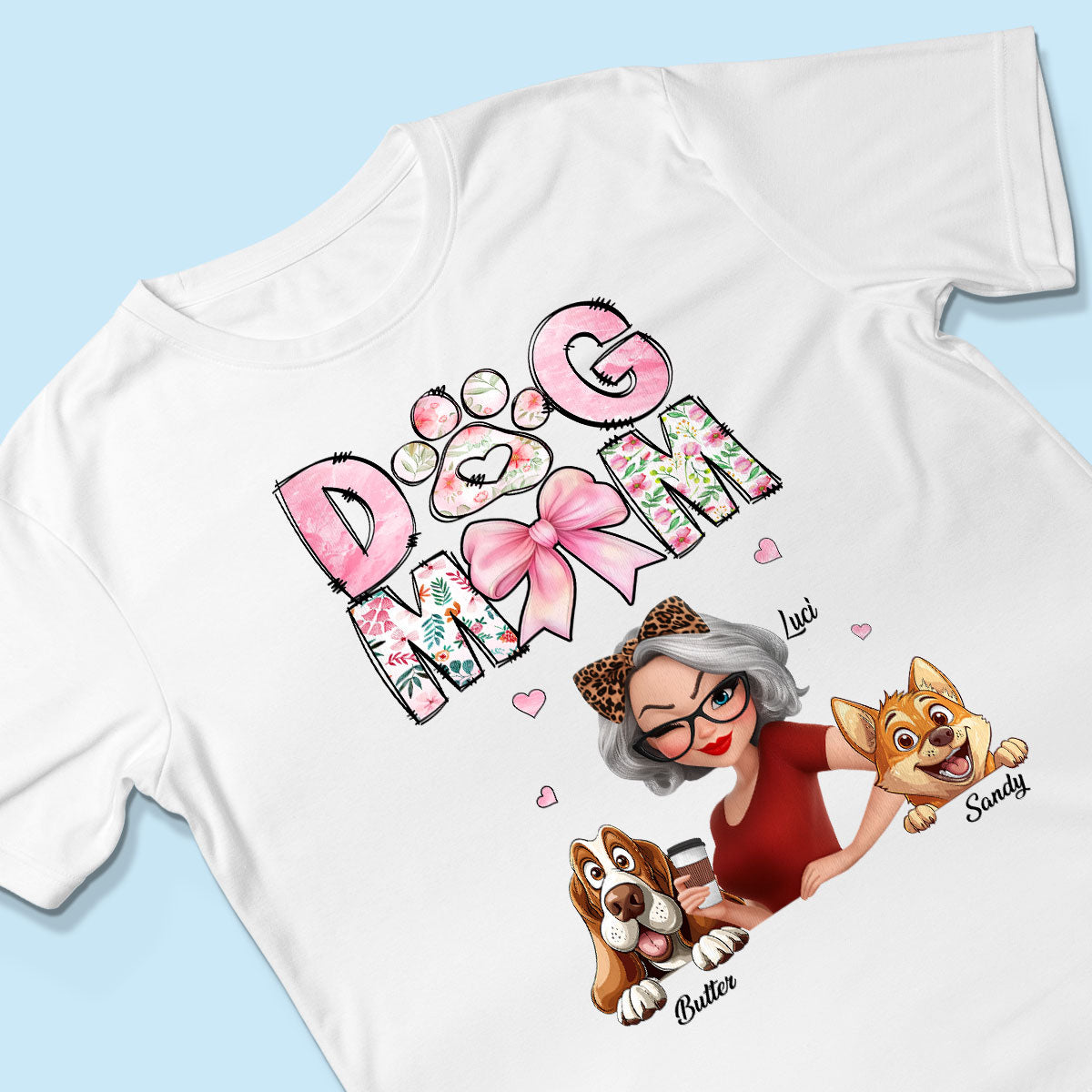 Dog Mom Cartoon Style Woman And Dogs Personalized Shirt, Gift for Dog Lovers