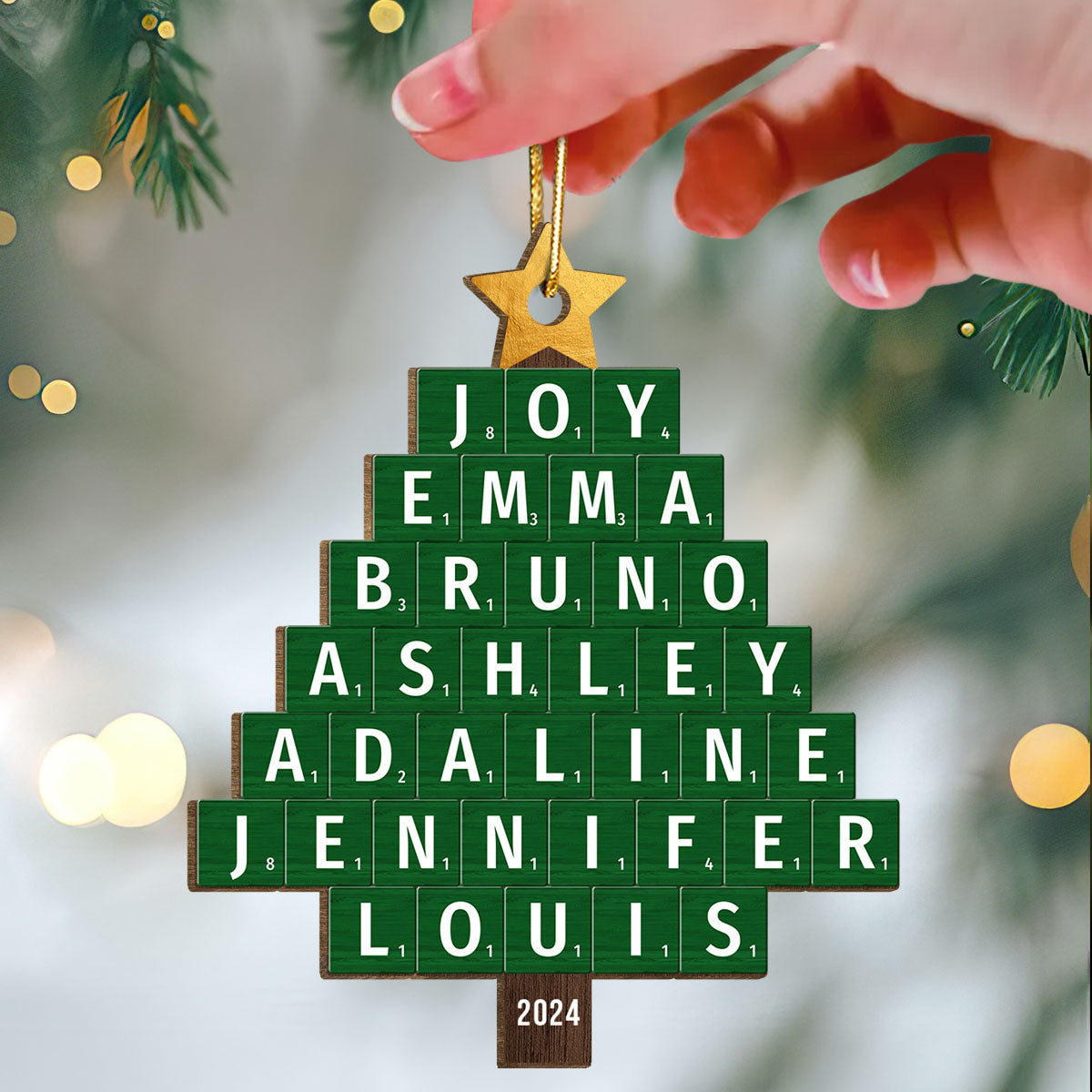 Christmas Tree Family Word Art Unique Christmas Decor Personalized Wooden Ornament