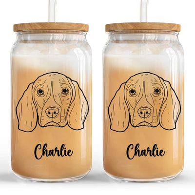Gift For Dog Mom Dog Lover Dog Outline Personalized Clear Glass Can