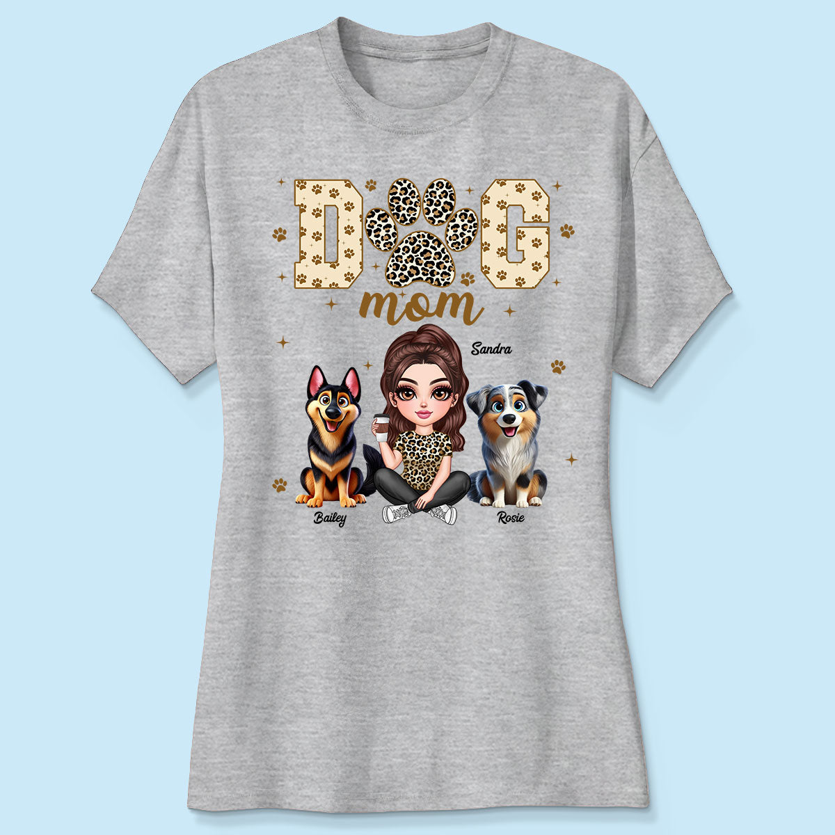 Dog Mom Leopard 3D Cute Dogs Personalized Shirt