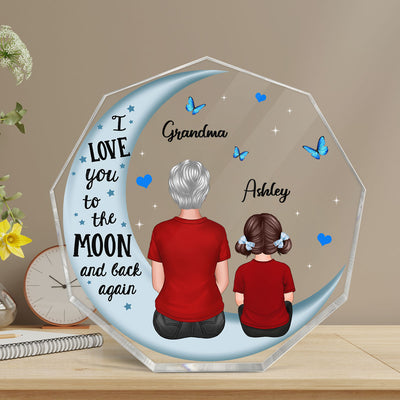 Grandma Grandkids Blue Moon Personalized Nonagon Acrylic Plaque