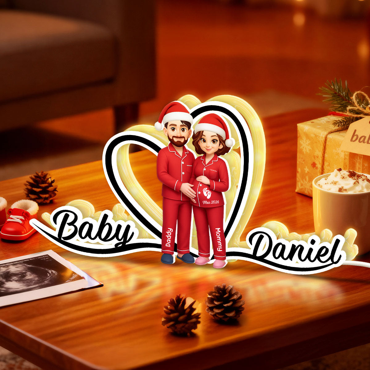 Expecting Parents Christmas Pregnancy - Personalized Light Box