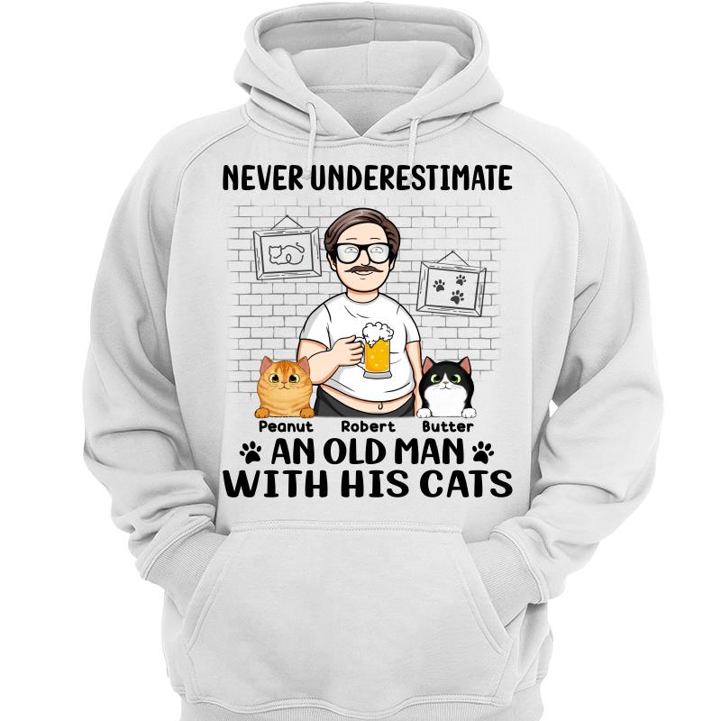 Funny Cartoon Man Never Underestimate An Old Man With Cats Personalized Shirt