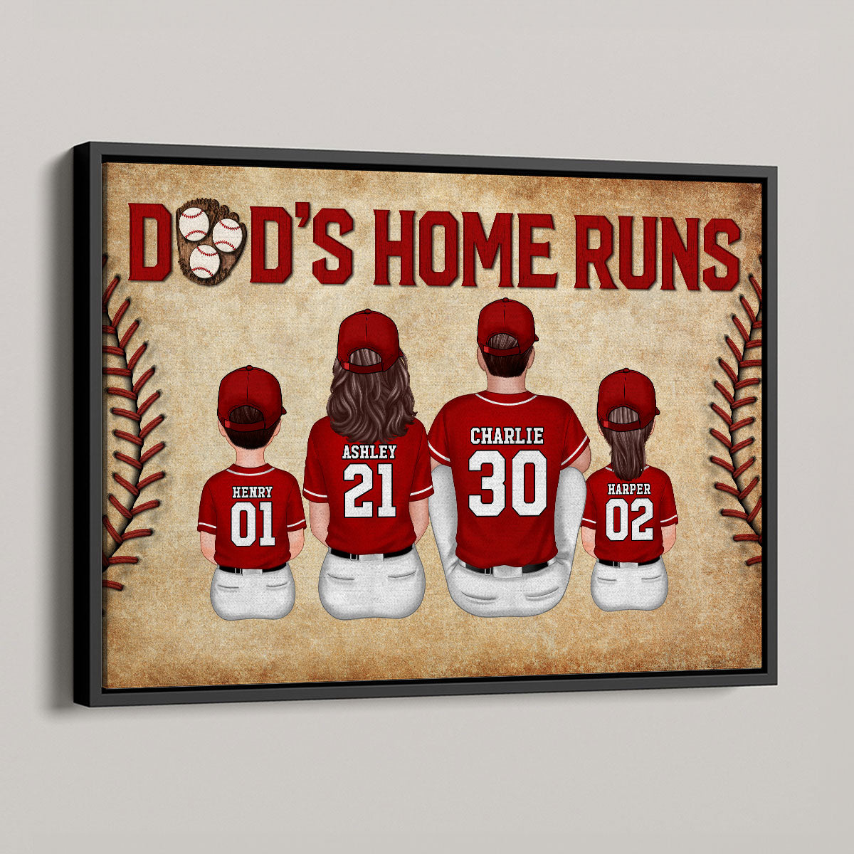 Baseball Family Dad's Home Run Personalized Poster, Gift For Dad