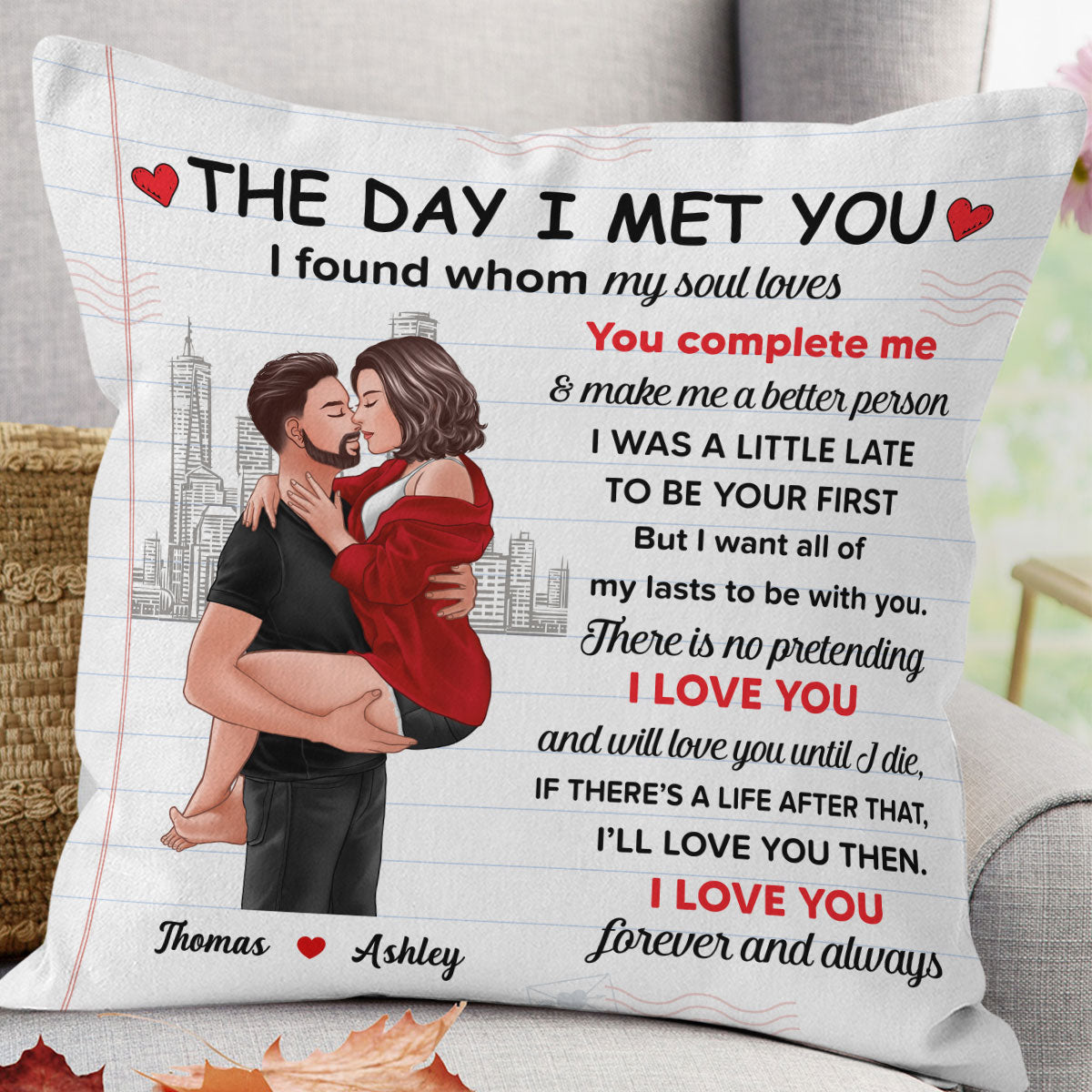Love You Forever And Always Man Holding Woman Kissing Personalized Pillow