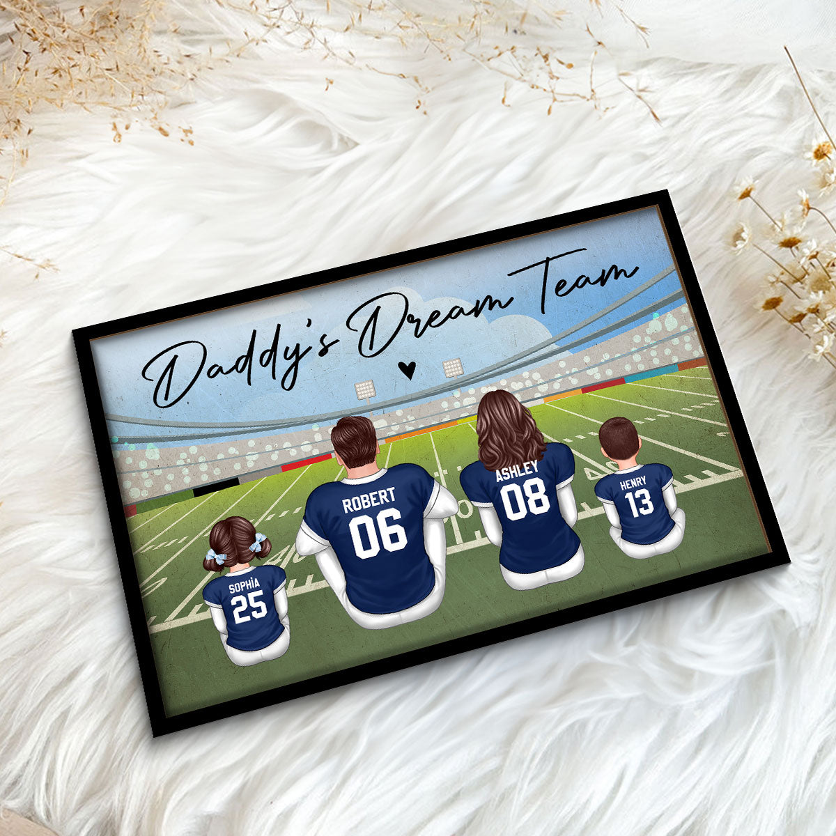 American Football Dad Team Family Personalized 2-Layer Wooden Plaque
