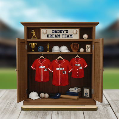 Daddy Dream Team Baseball Personalized Standing Wooden Plaque, Father's Day Gift For Dad, Gift for Husband