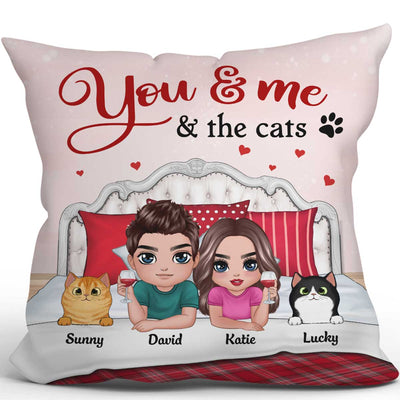 You Me & The Cat Dog Gift For Pet Lover Couple Personalized Pillow