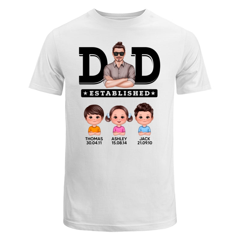 Dad Established Man & Doll Kids Birthday Personalized Shirt