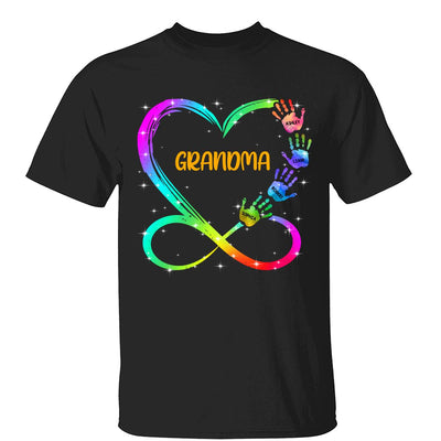 Grandma Mom Heart Infinity Handprints Personalized Shirt