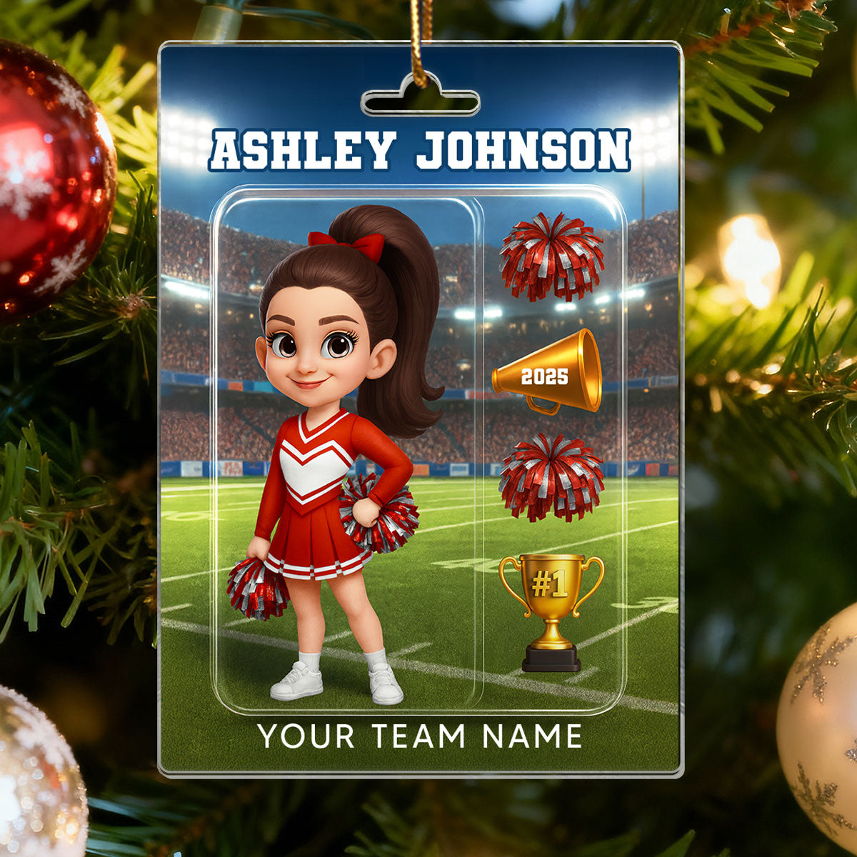 Personalized Ornaments For Christmas 3D Shining Effect 2025 Family Sitting - Personalized Acrylic For Her