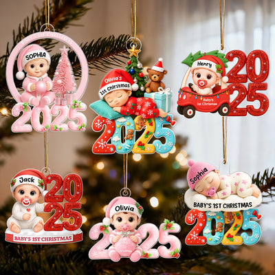 Baby's 1st Christmas 2025 - Personalized Acrylic Ornament - Unique Christmas Gift For New Parent, Newborn Keepsake