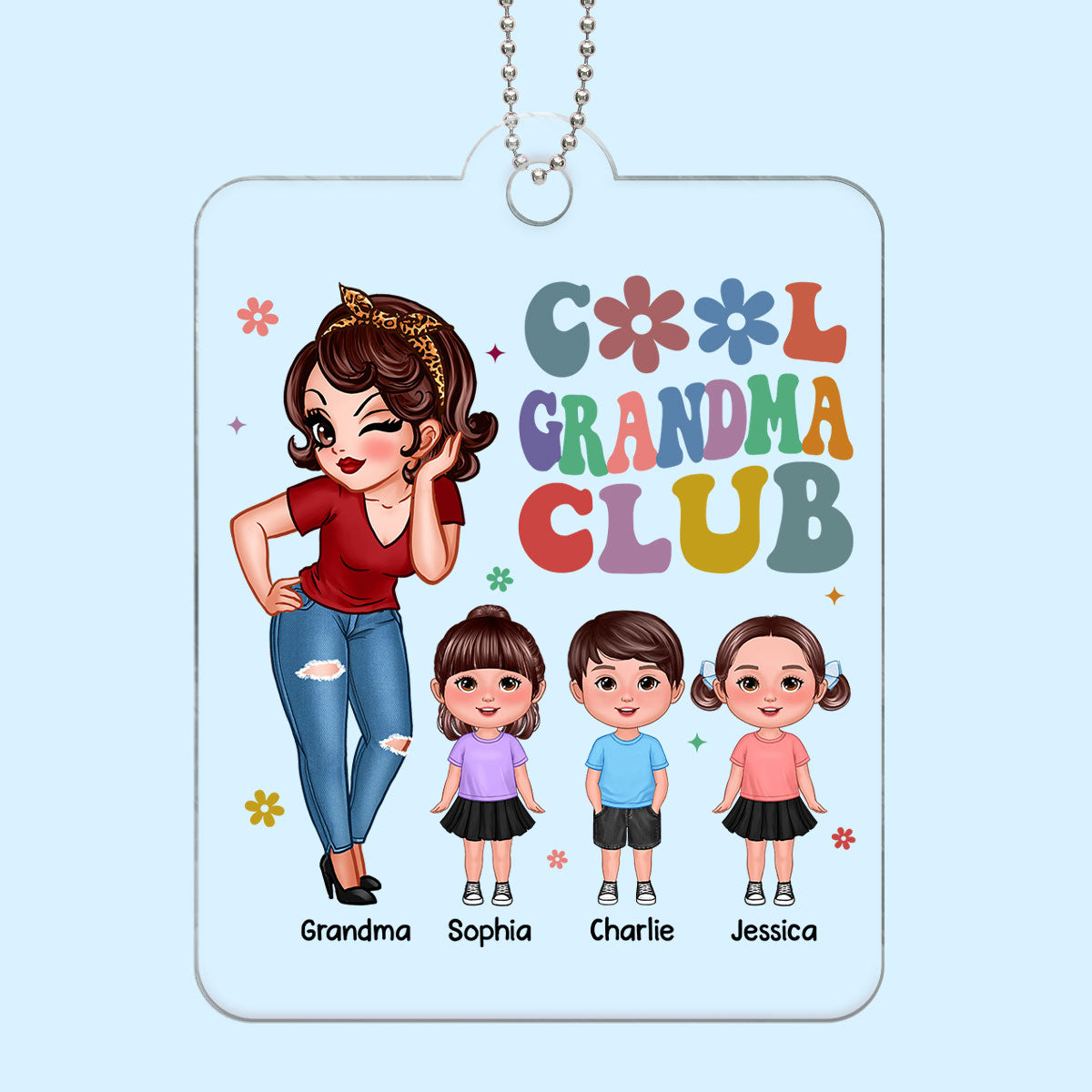 Cool Grandma Club Personalized Acrylic Car Hanger, Gift For Grandma
