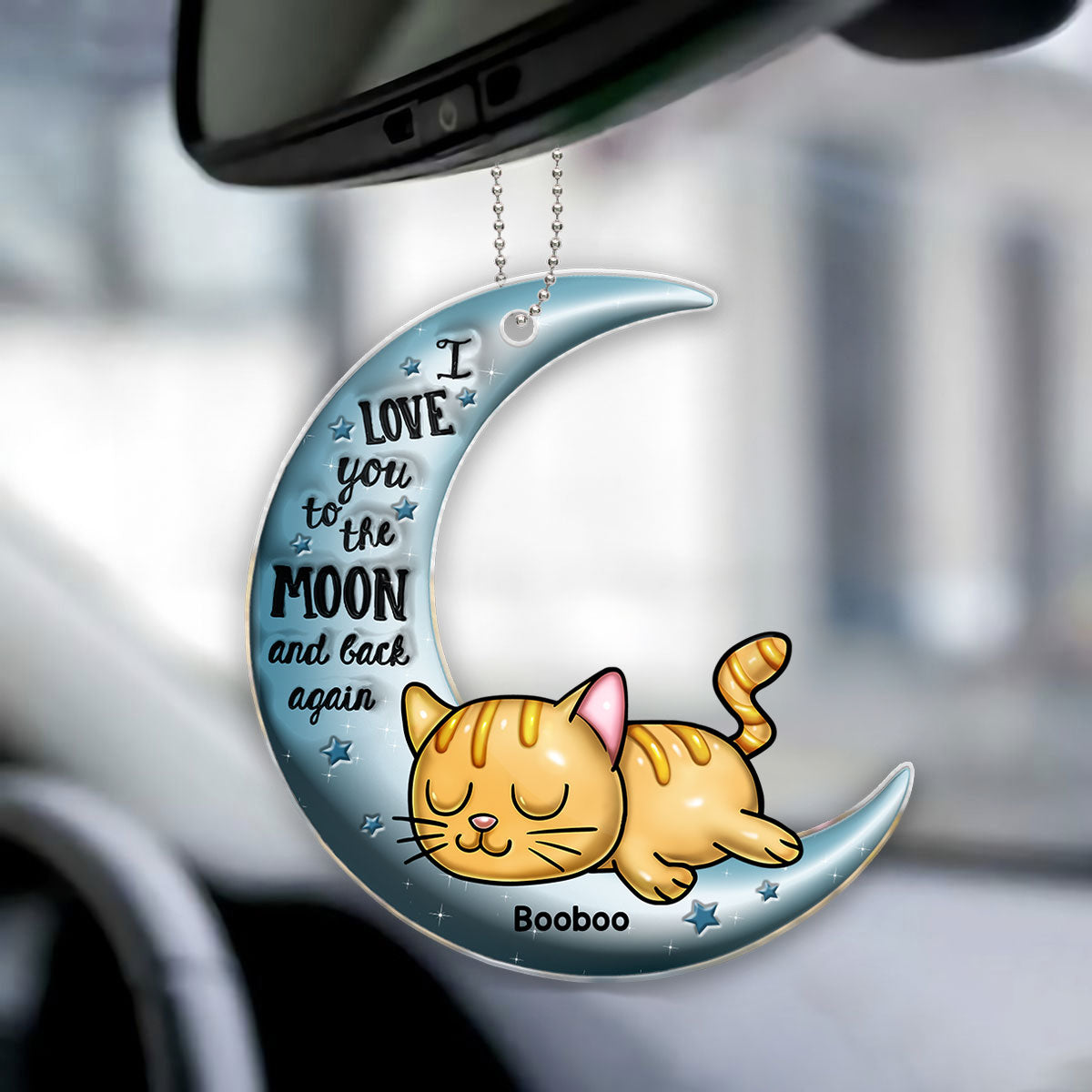 Cute Sleeping Cat Personalized Car Ornament, Gift For Cat Lovers