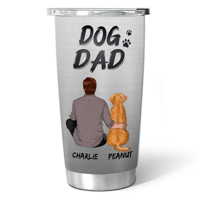 Back View Man Sitting With Dogs Gift For Dog Dad Dog Lovers Personalized Tumbler