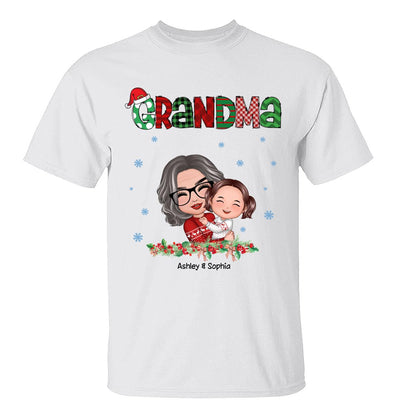 Christmas Pattern Doll Grandma Hugging Kid Personalized Shirt