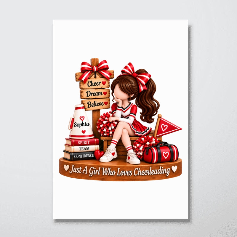 Just a Girl Who Loves Cheerleading - Personalized Poster - Christmas Gift for Daughter, Granddaughter