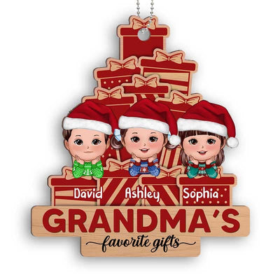 Grandma Favorite Gifts Doll Kids Personalized Christmas Wooden Ornament