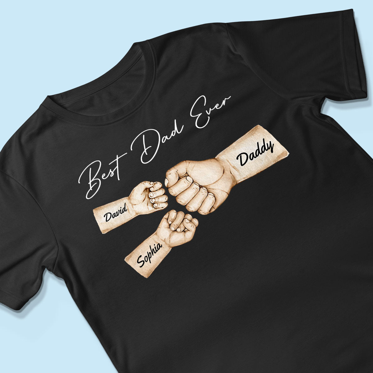 Best Dad Ever Fist Bump Dad & Kids Names Personalized Shirt