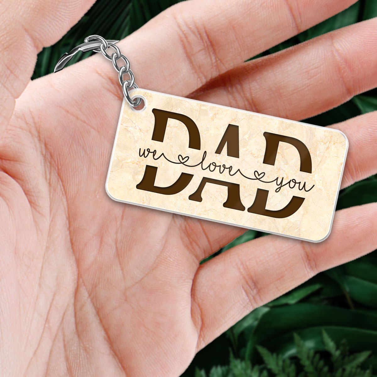 Best Dad Ever Back View Man Kids Dog Cat Personalized Acrylic Keychain