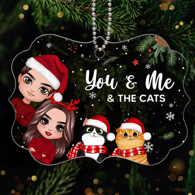You Me & The Cats Peeking Christmas Personalized Acrylic Ornament